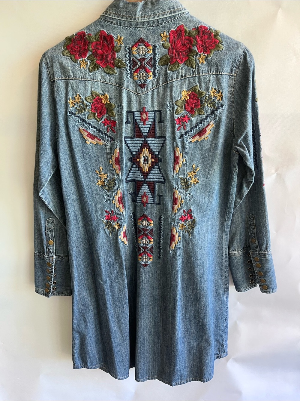 Stetson Embroidered Denim Shirt Dress Western - Picture 6 of 12